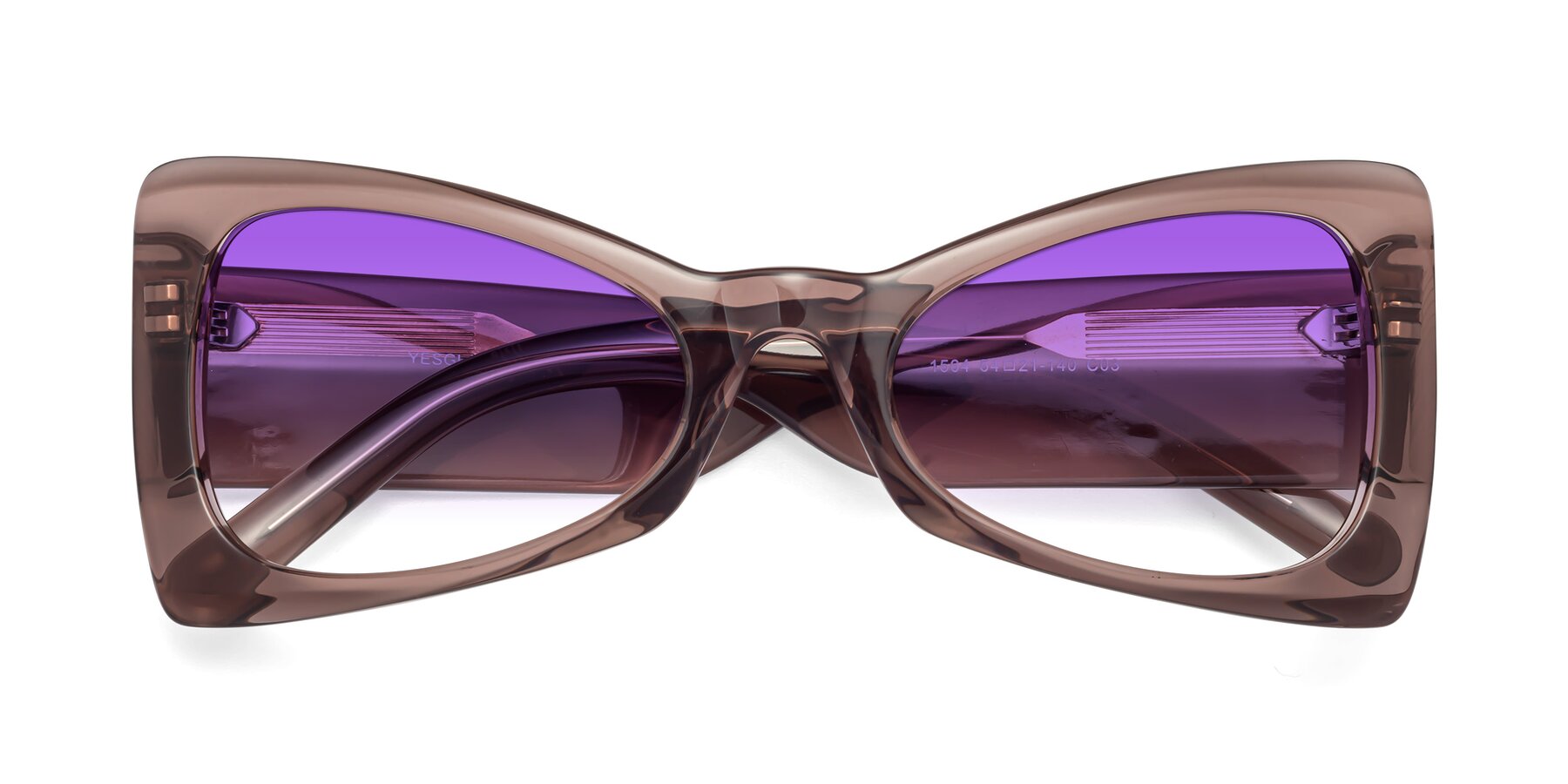 Folded Front of 1564 in Honey Brown with Purple Gradient Lenses