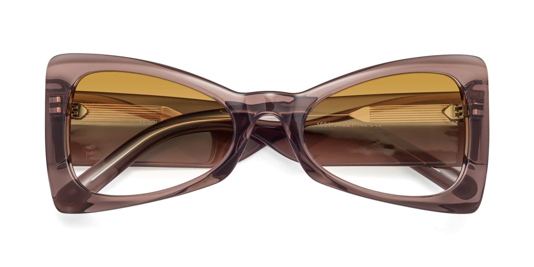 Folded Front of 1564 in Honey Brown with Champagne Gradient Lenses
