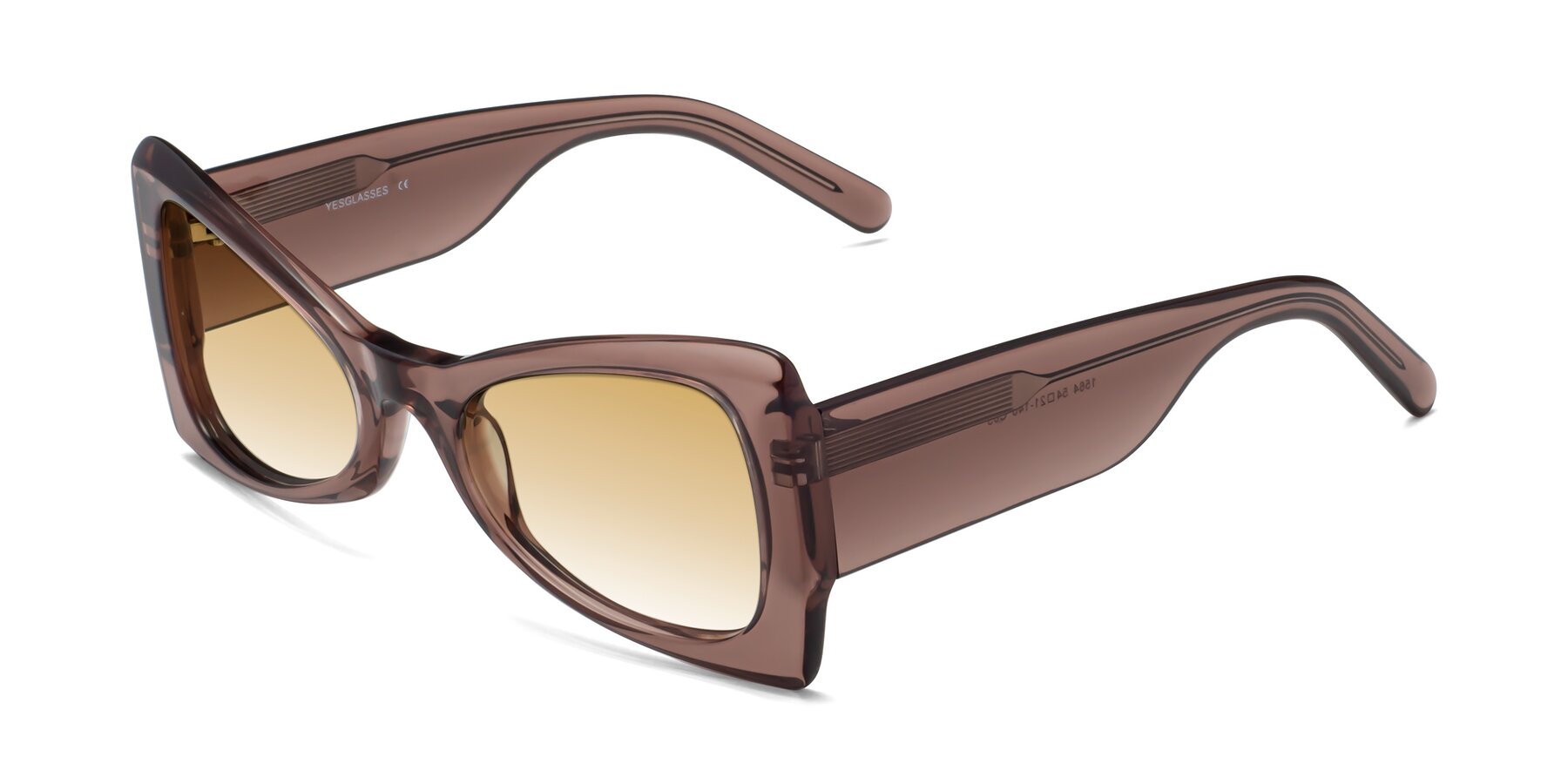 Angle of 1564 in Honey Brown with Champagne Gradient Lenses