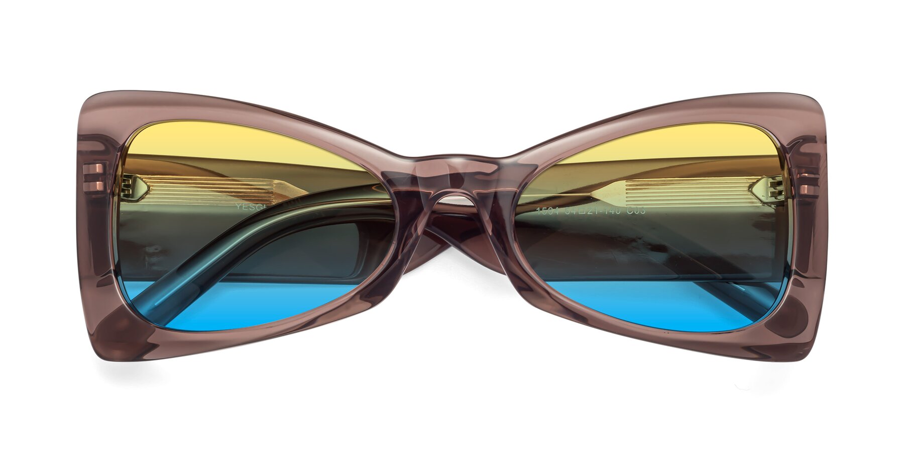 Folded Front of 1564 in Honey Brown with Yellow / Blue Gradient Lenses