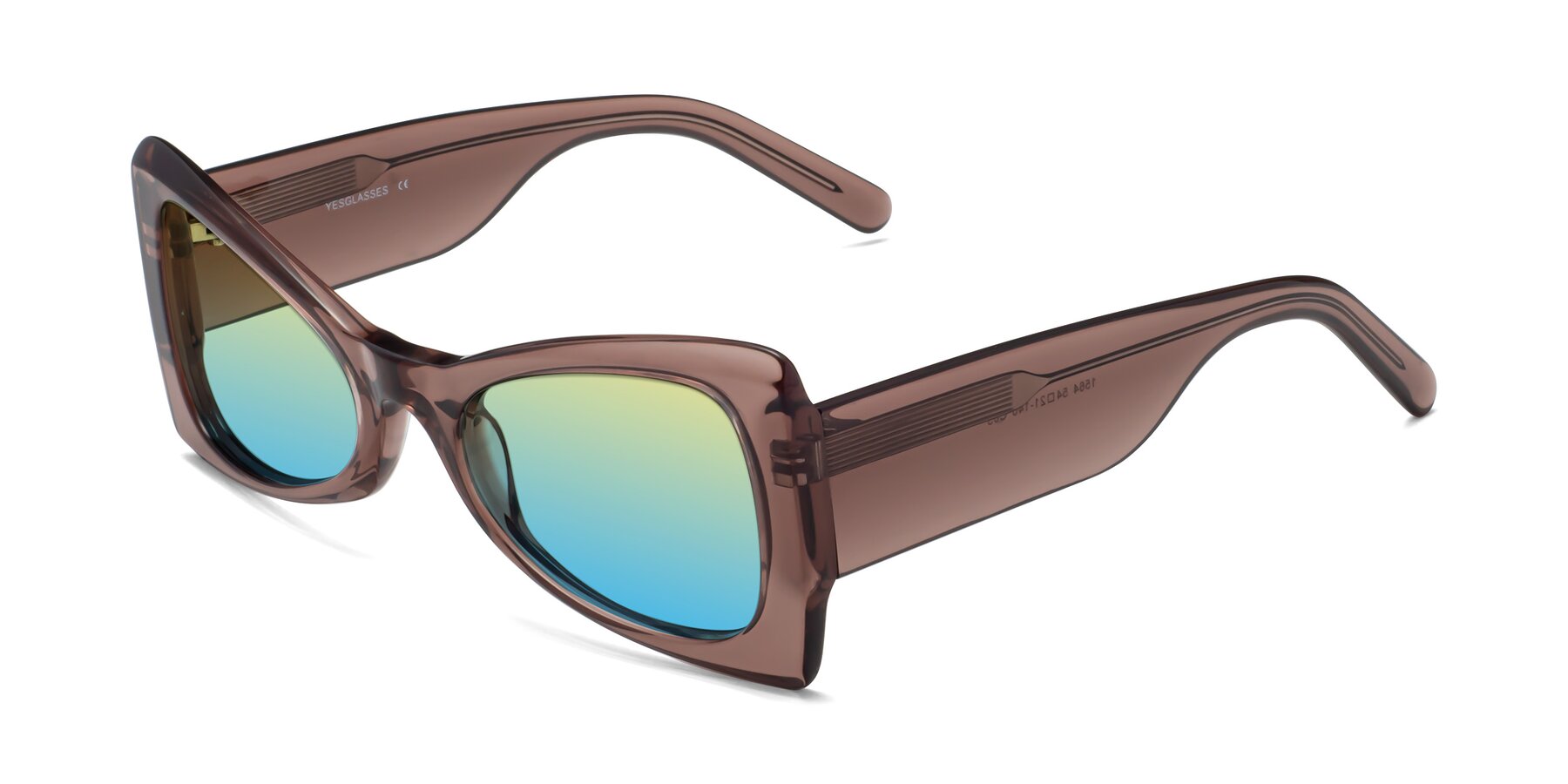 Angle of 1564 in Honey Brown with Yellow / Blue Gradient Lenses