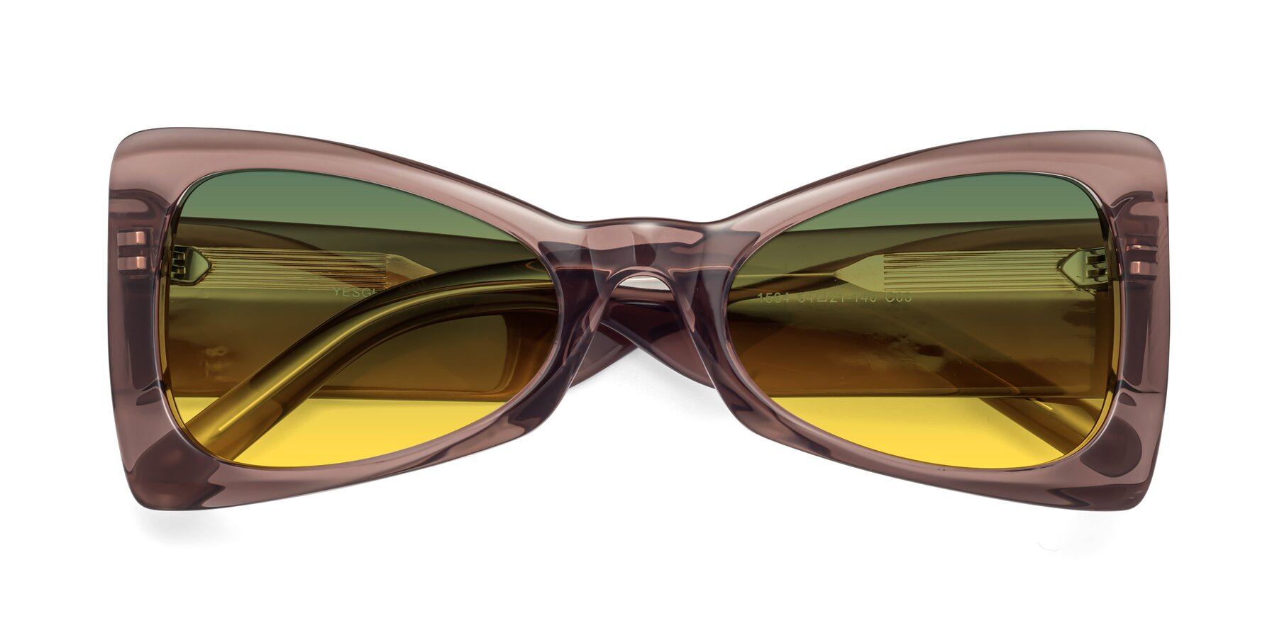 Folded Front of 1564 in Honey Brown with Green / Yellow Gradient Lenses