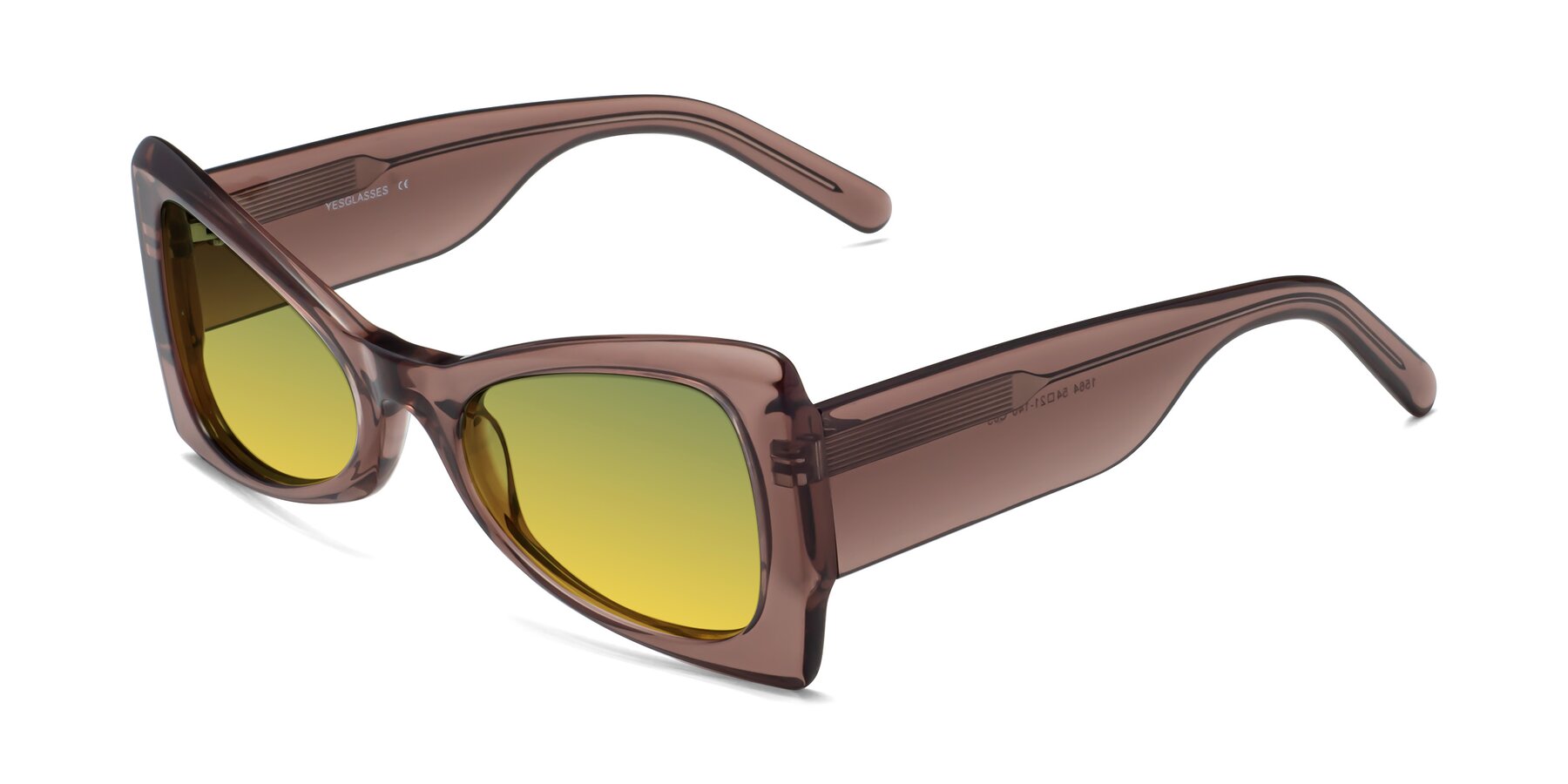 Angle of 1564 in Honey Brown with Green / Yellow Gradient Lenses