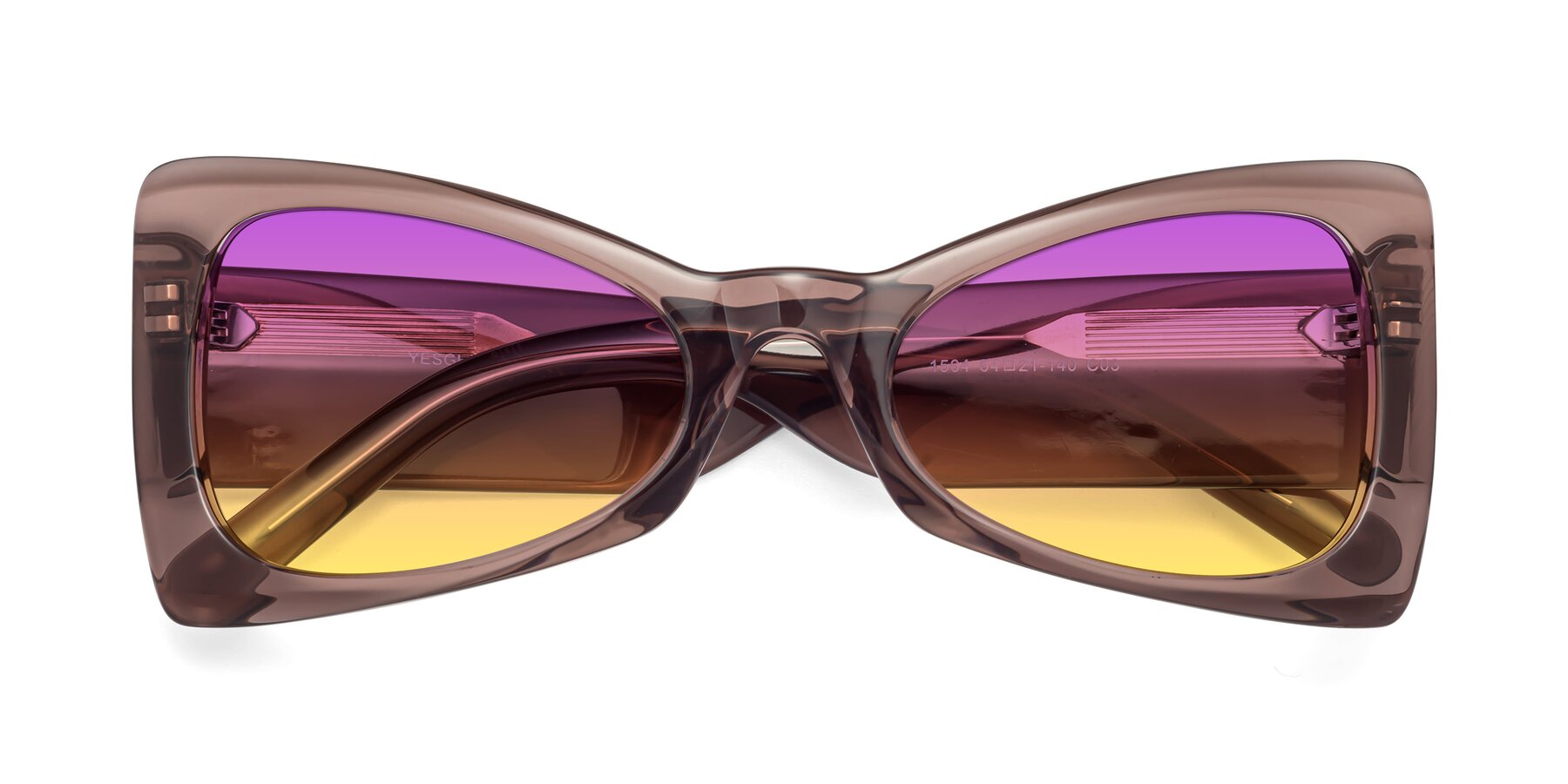 Folded Front of 1564 in Honey Brown with Purple / Yellow Gradient Lenses