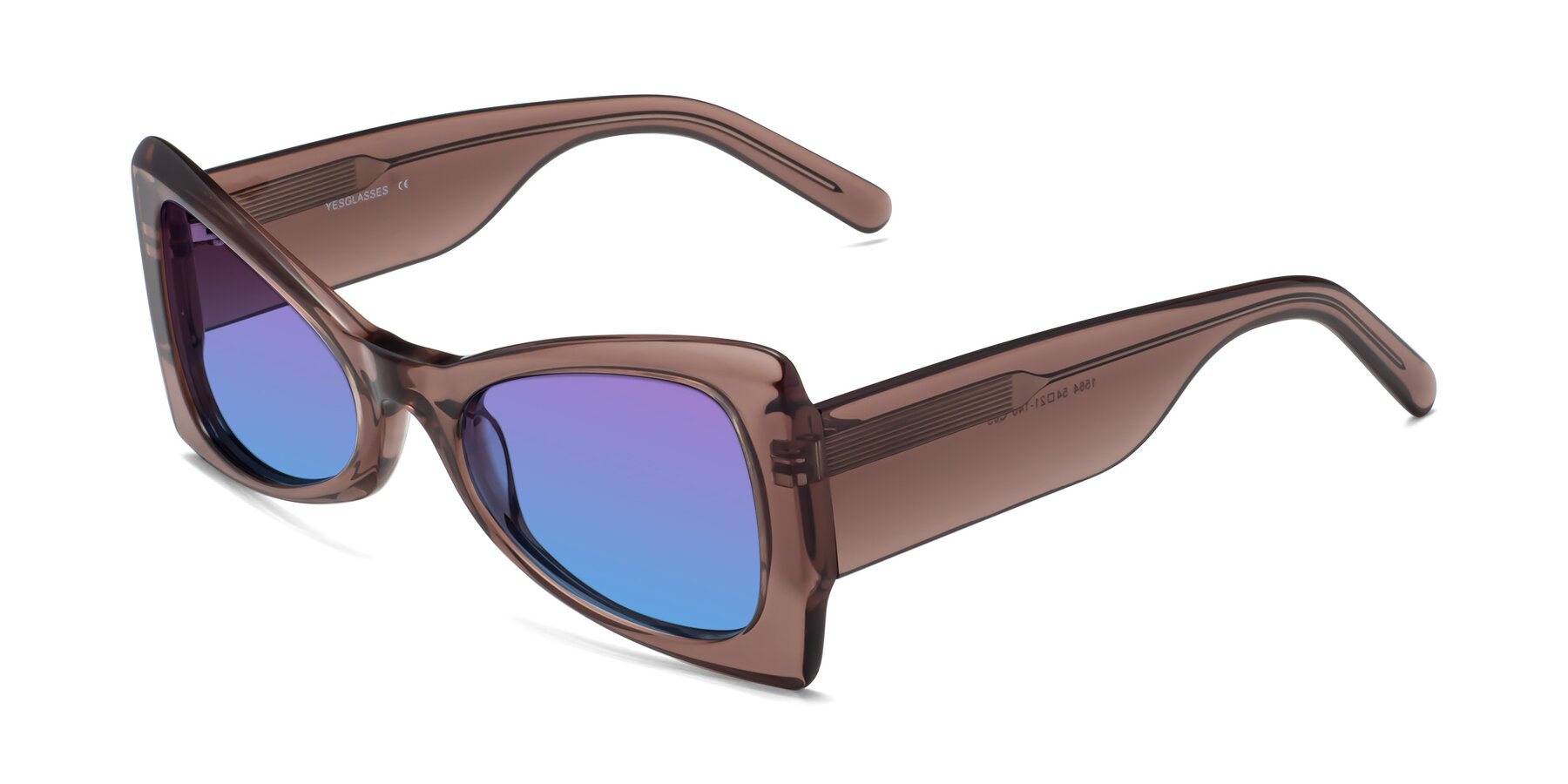Angle of 1564 in Honey Brown with Purple / Blue Gradient Lenses