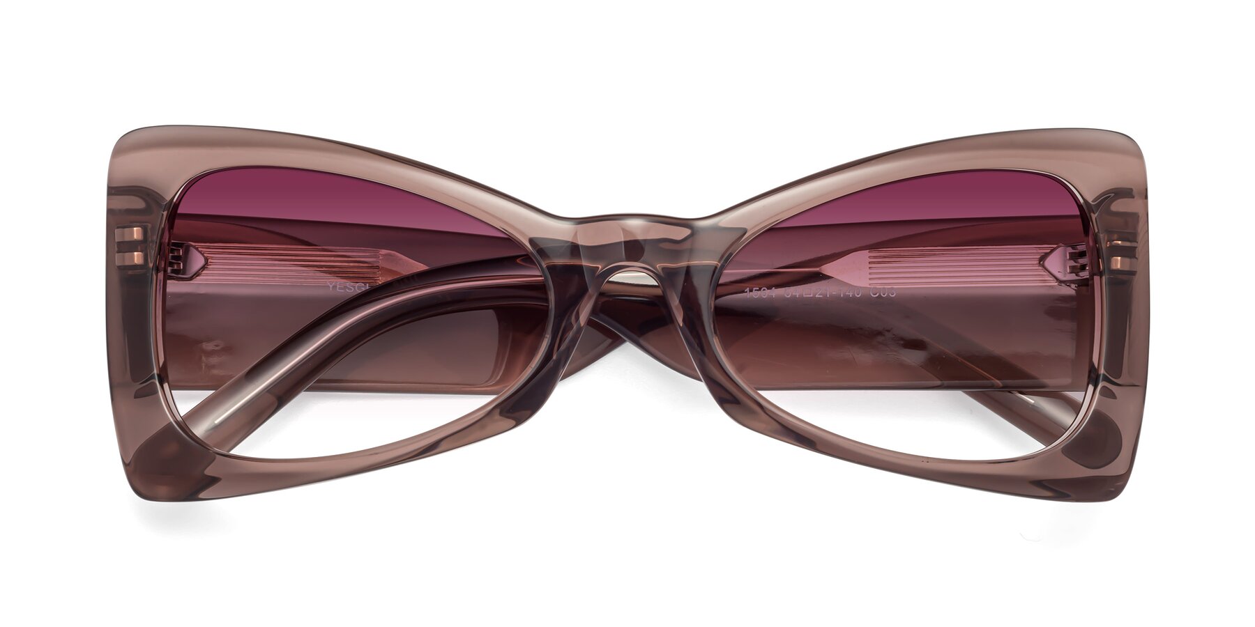 Folded Front of 1564 in Honey Brown with Wine Gradient Lenses