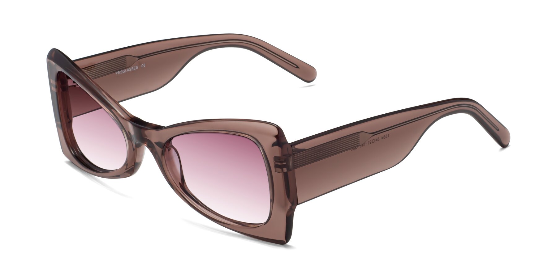 Angle of 1564 in Honey Brown with Wine Gradient Lenses