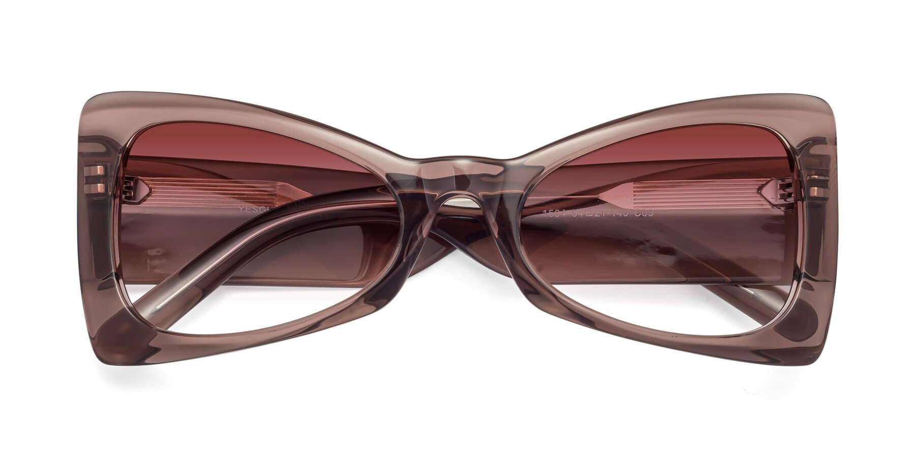 Folded Front of 1564 in Honey Brown with Garnet Gradient Lenses