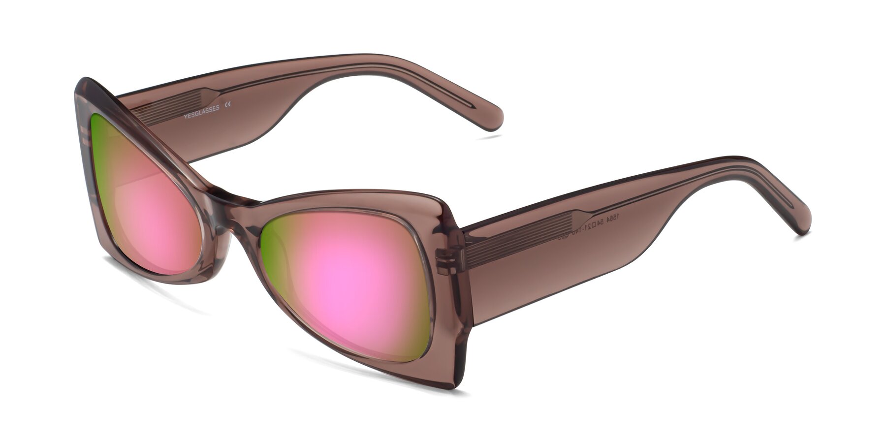 Angle of 1564 in Honey Brown with Pink Mirrored Lenses