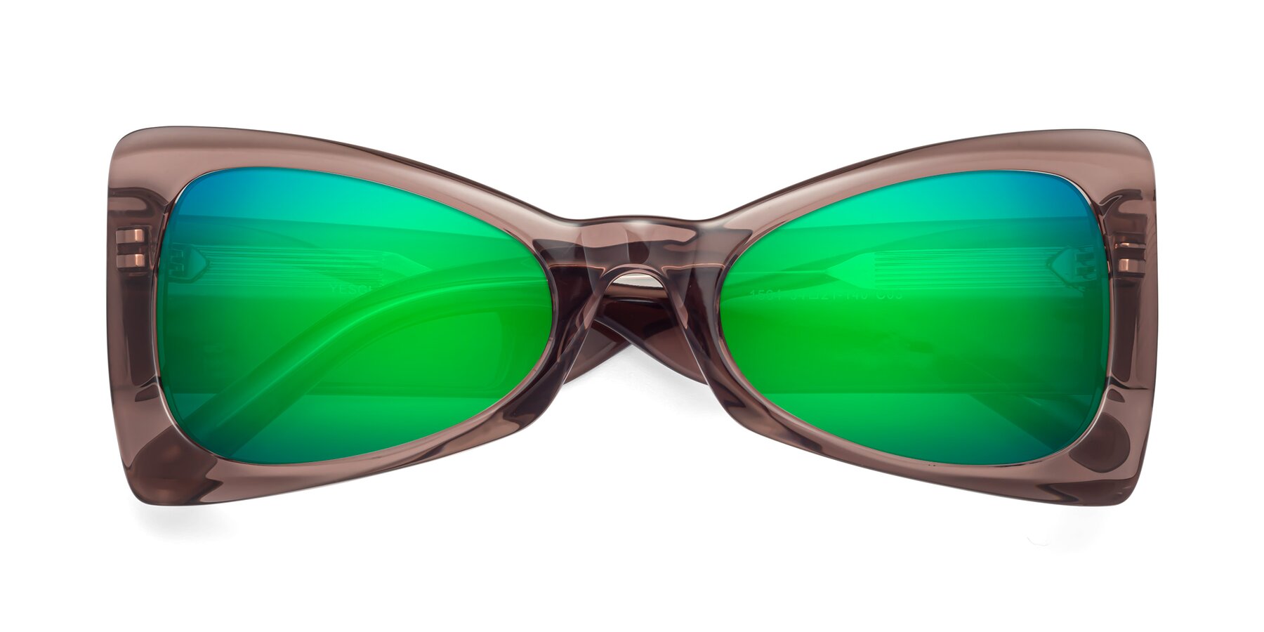 Folded Front of 1564 in Honey Brown with Green Mirrored Lenses
