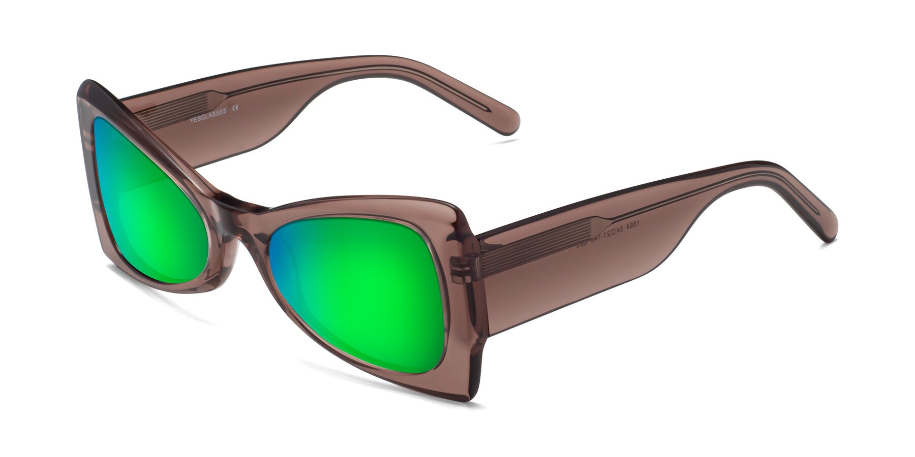 Angle of 1564 in Honey Brown with Green Mirrored Lenses