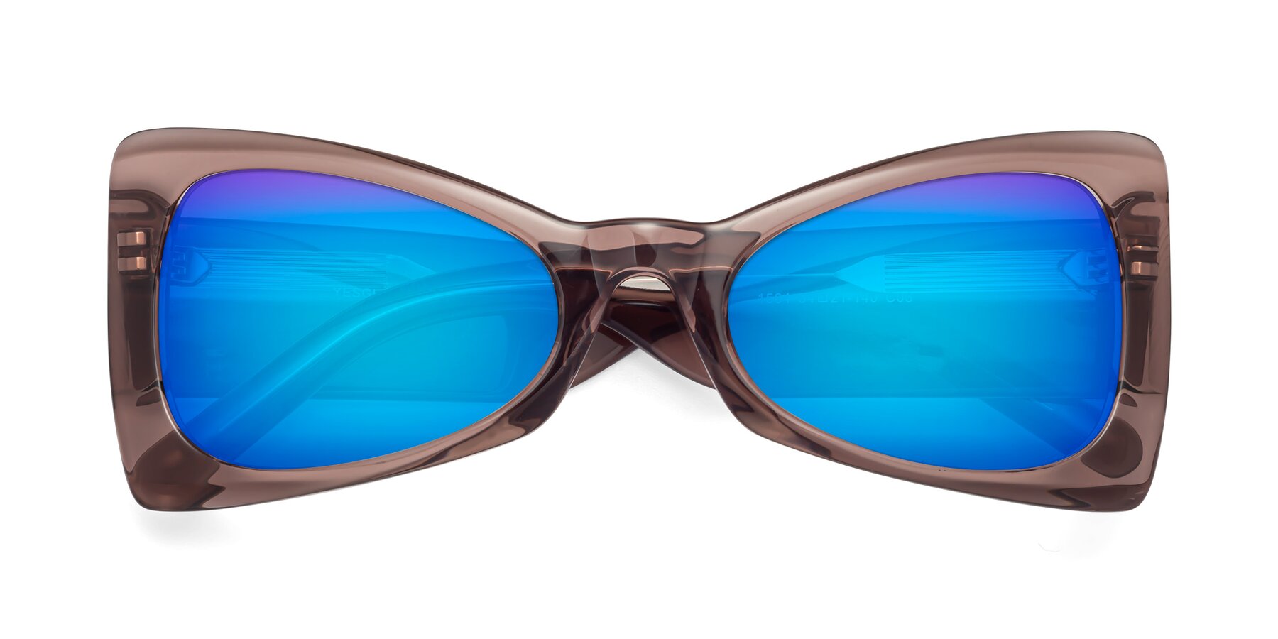 Folded Front of 1564 in Honey Brown with Blue Mirrored Lenses