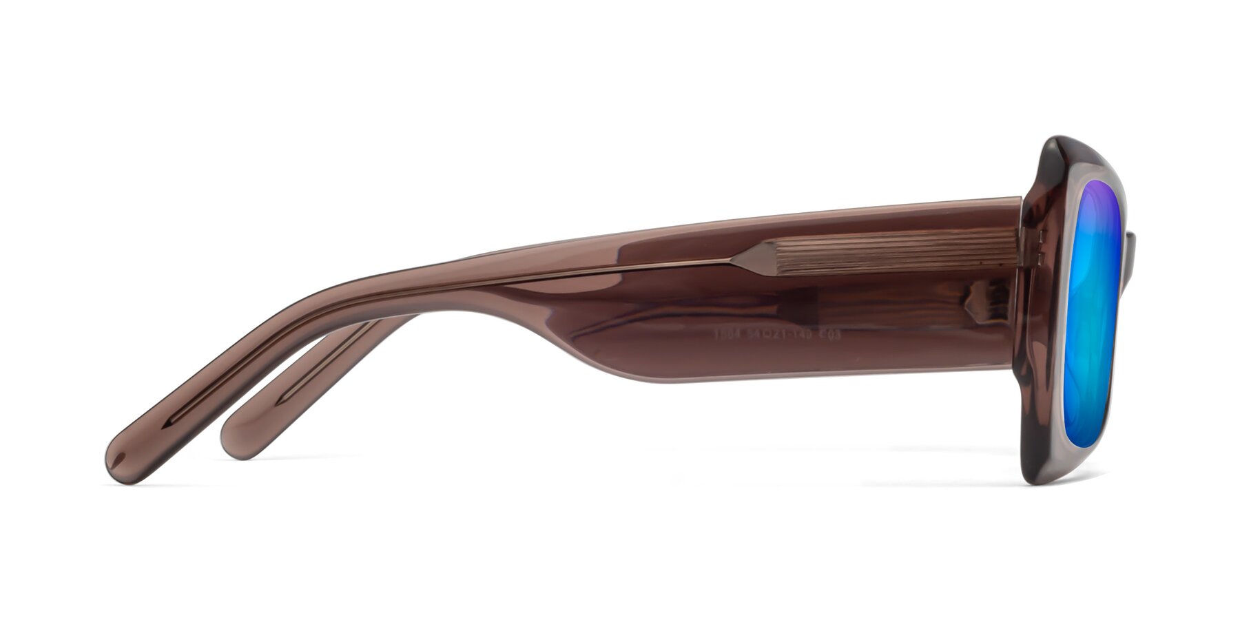 Side of 1564 in Honey Brown with Blue Mirrored Lenses