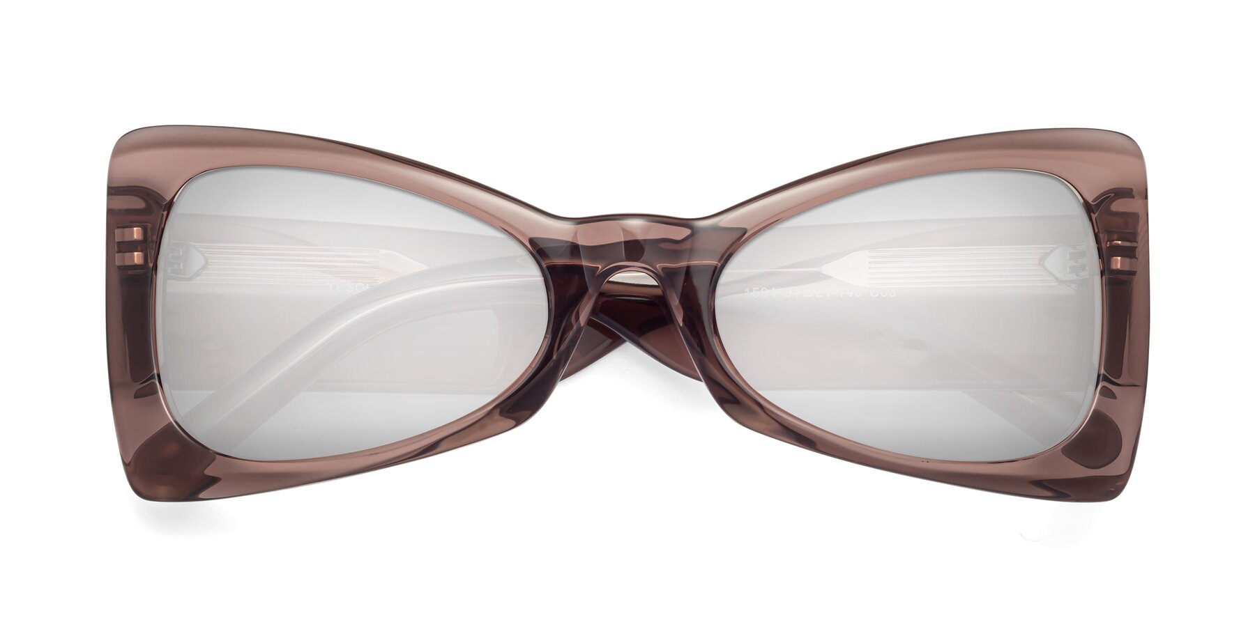 Folded Front of 1564 in Honey Brown with Silver Mirrored Lenses