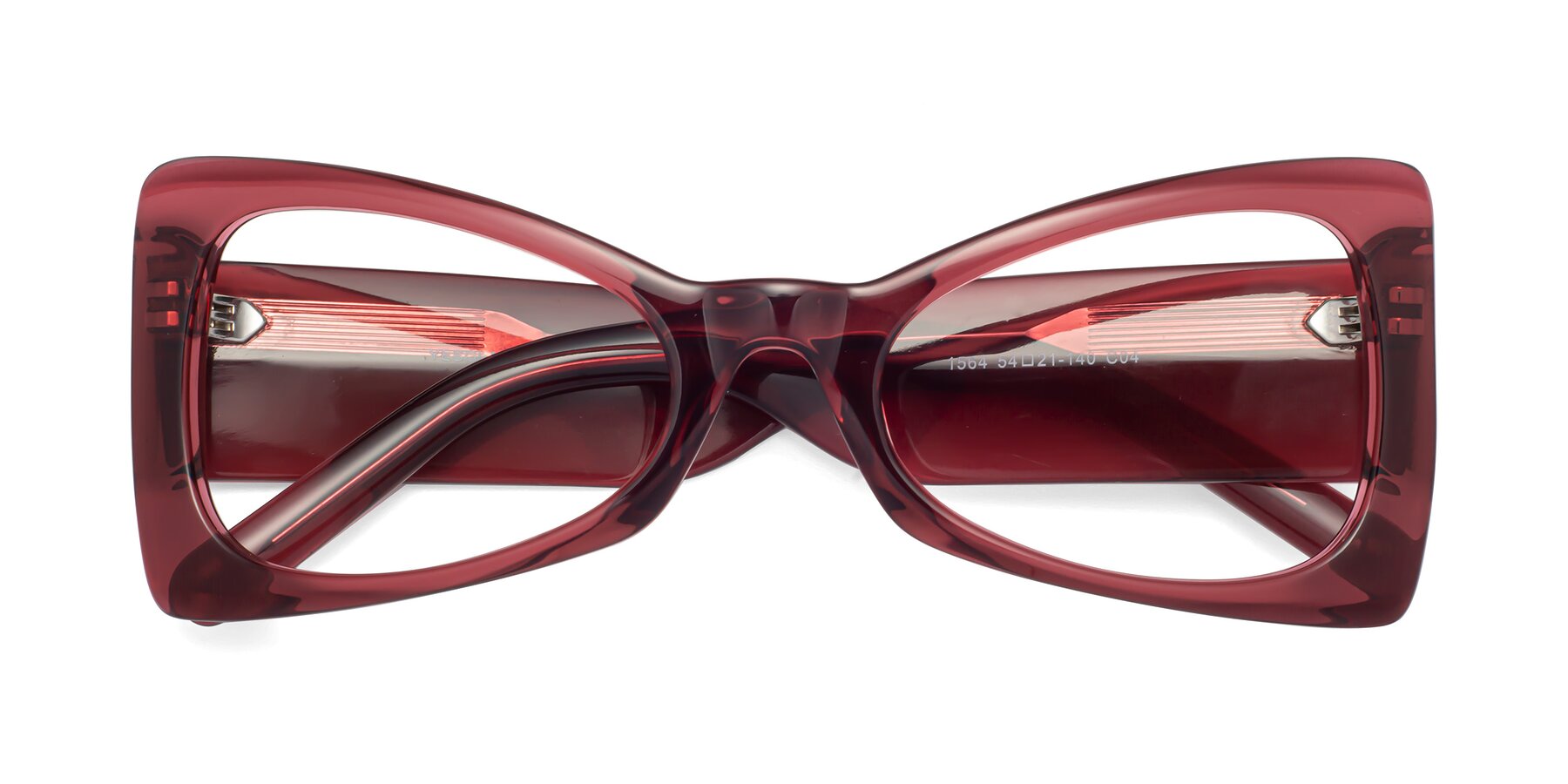 Folded Front of 1564 in Wine with Clear Eyeglass Lenses