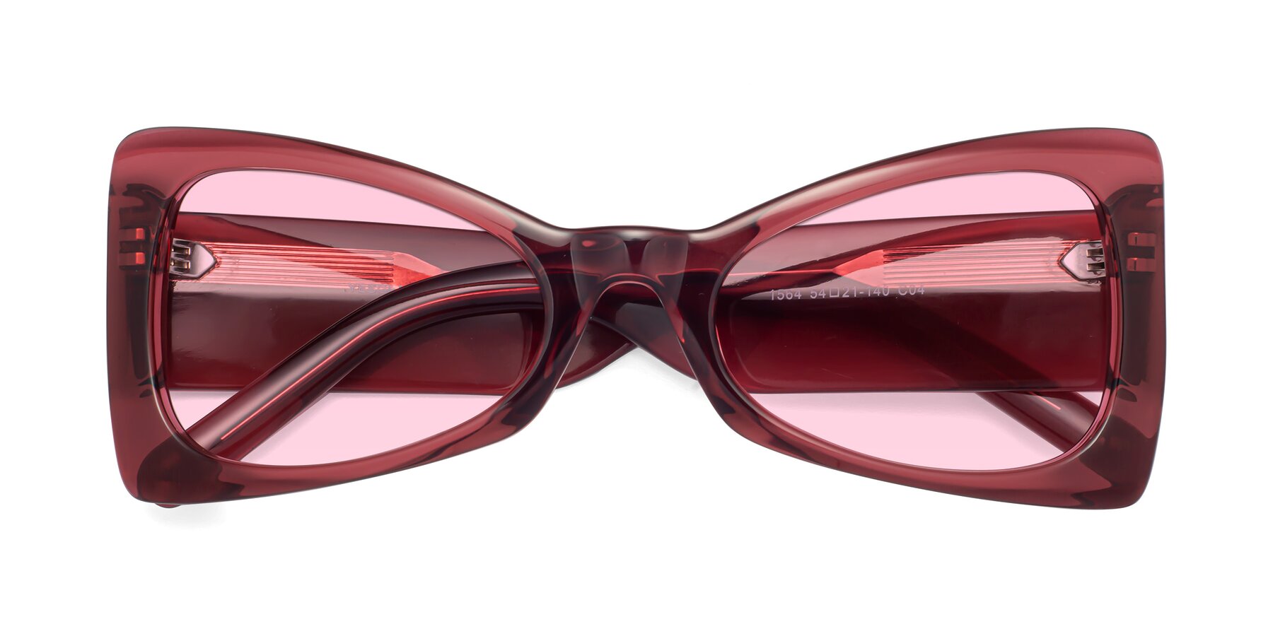 Folded Front of 1564 in Wine with Light Pink Tinted Lenses