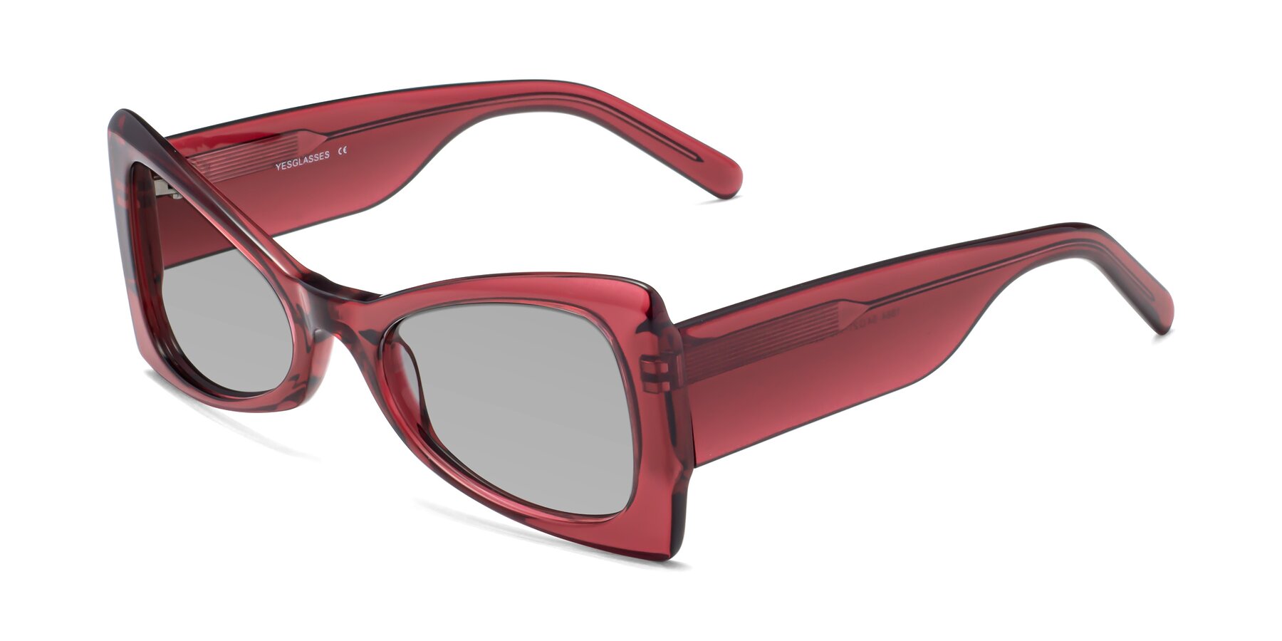 Angle of 1564 in Wine with Light Gray Tinted Lenses