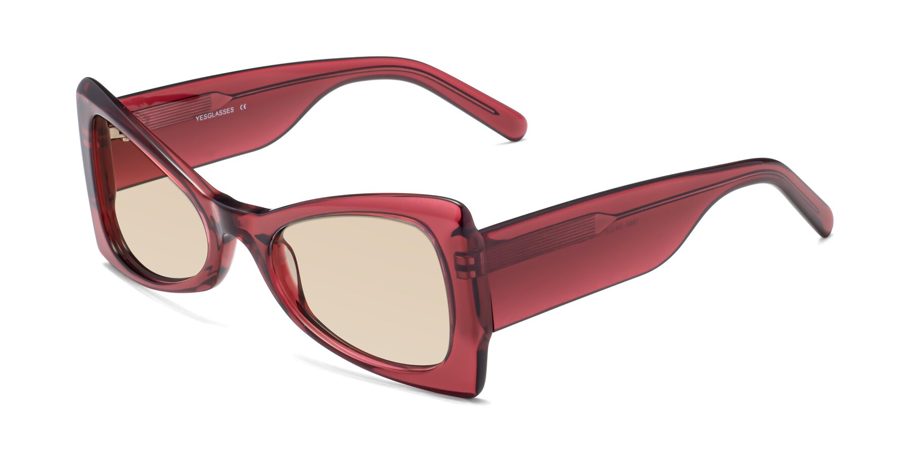 Angle of 1564 in Wine with Light Brown Tinted Lenses
