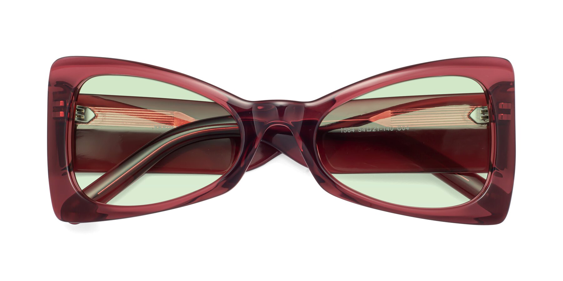 Folded Front of 1564 in Wine with Light Green Tinted Lenses