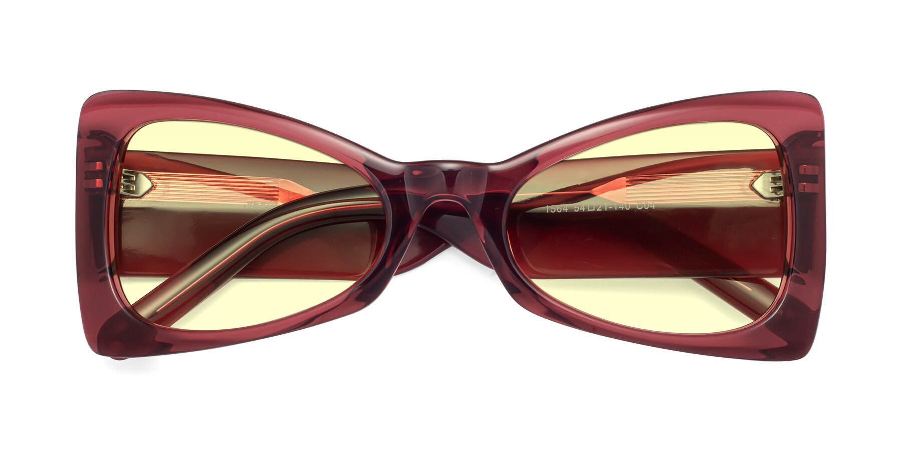 Folded Front of 1564 in Wine with Light Yellow Tinted Lenses