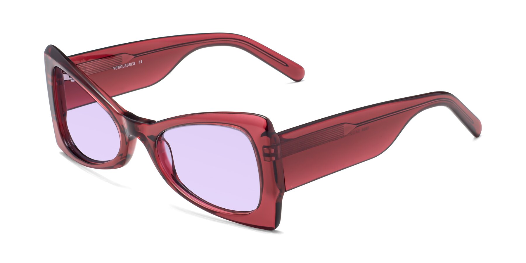 Angle of 1564 in Wine with Light Purple Tinted Lenses