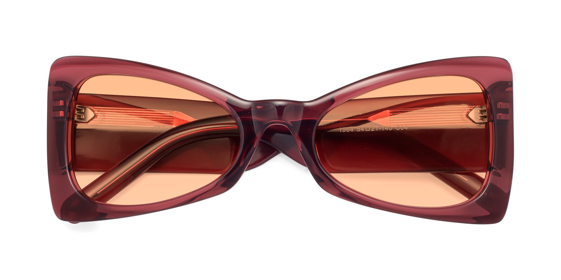 Folded Front of 1564 in Wine with Light Orange Tinted Lenses
