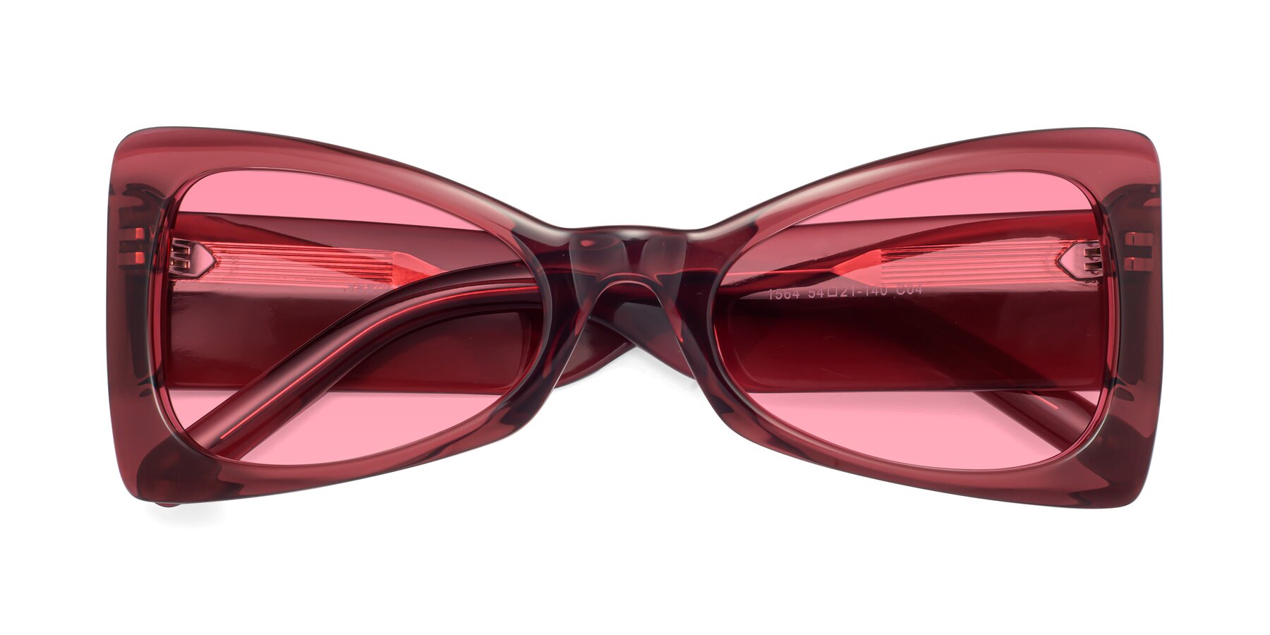Folded Front of 1564 in Wine with Pink Tinted Lenses