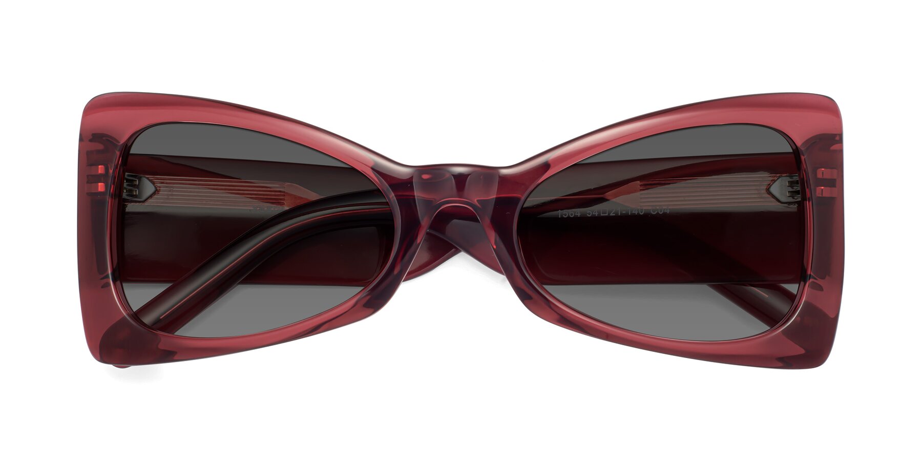 Folded Front of 1564 in Wine with Medium Gray Tinted Lenses