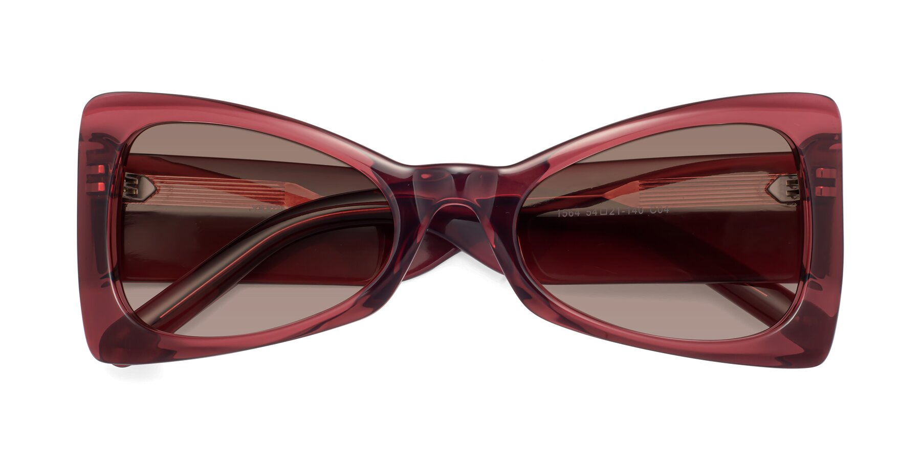 Folded Front of 1564 in Wine with Medium Brown Tinted Lenses