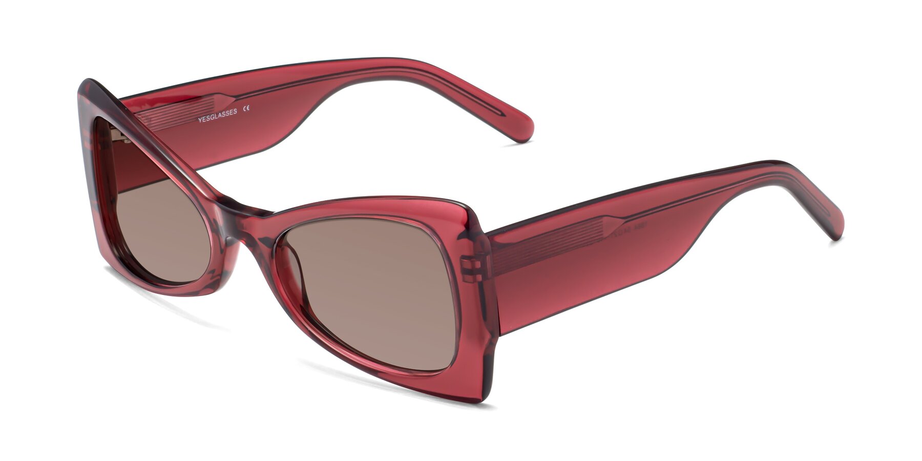 Angle of 1564 in Wine with Medium Brown Tinted Lenses