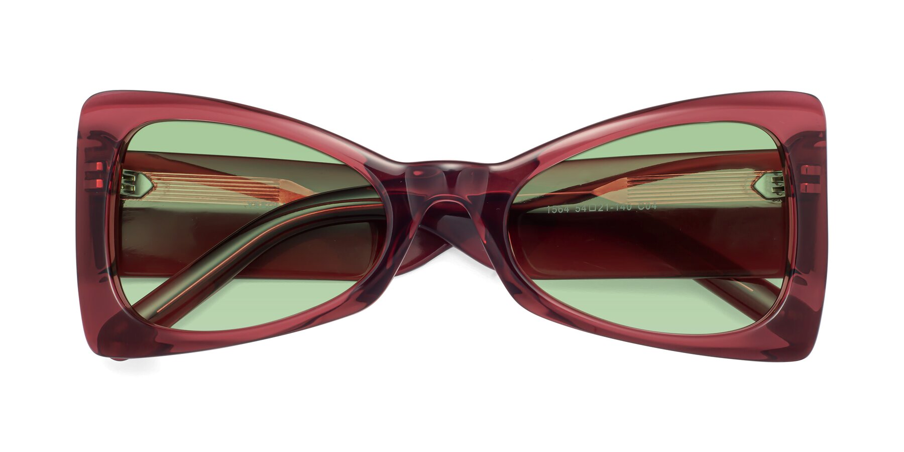 Folded Front of 1564 in Wine with Medium Green Tinted Lenses