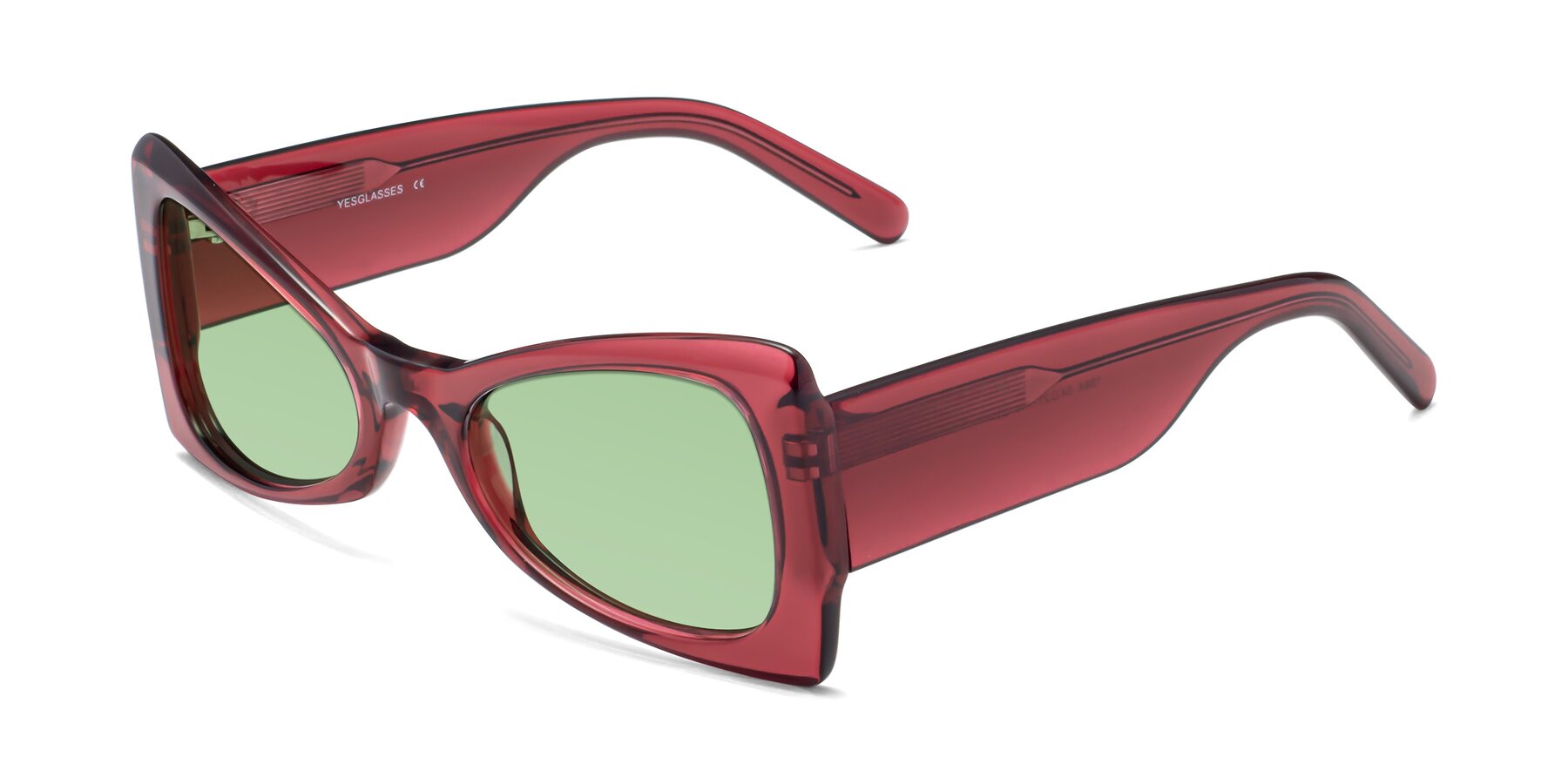Angle of 1564 in Wine with Medium Green Tinted Lenses