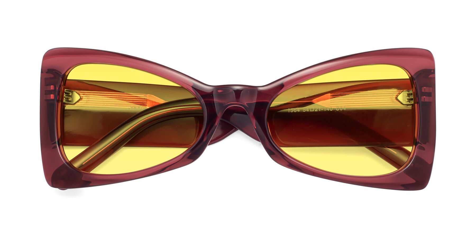 Folded Front of 1564 in Wine with Medium Yellow Tinted Lenses