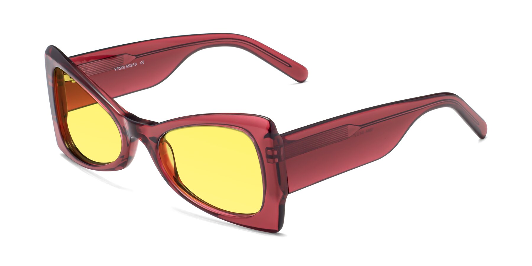 Angle of 1564 in Wine with Medium Yellow Tinted Lenses