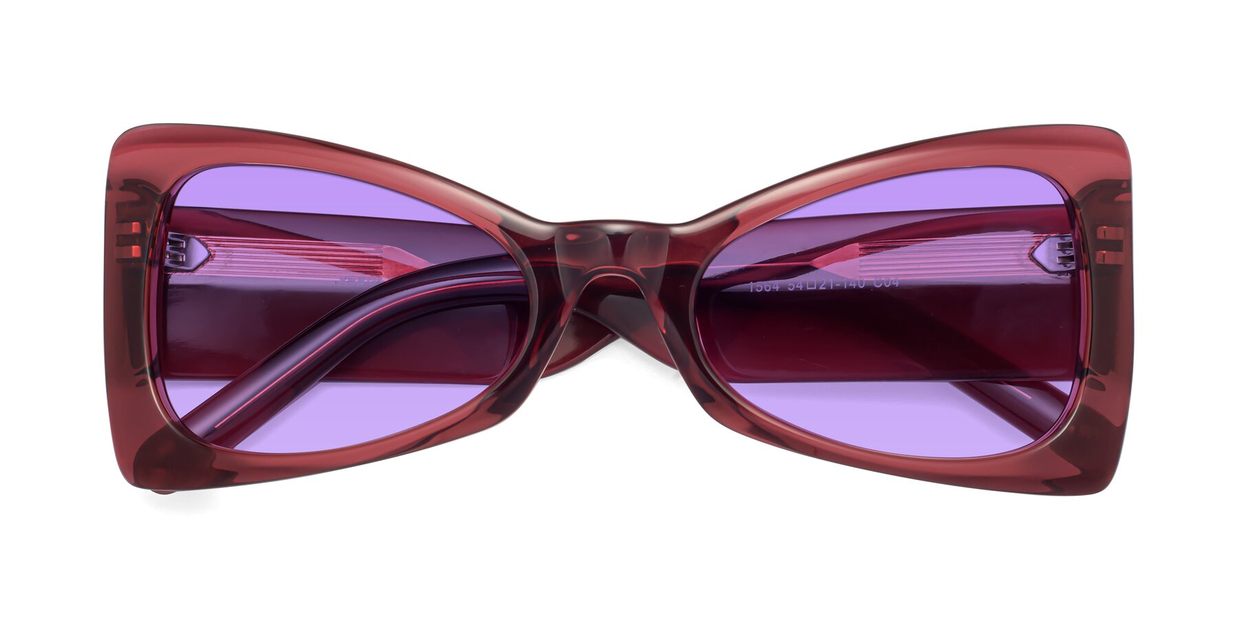 Folded Front of 1564 in Wine with Medium Purple Tinted Lenses