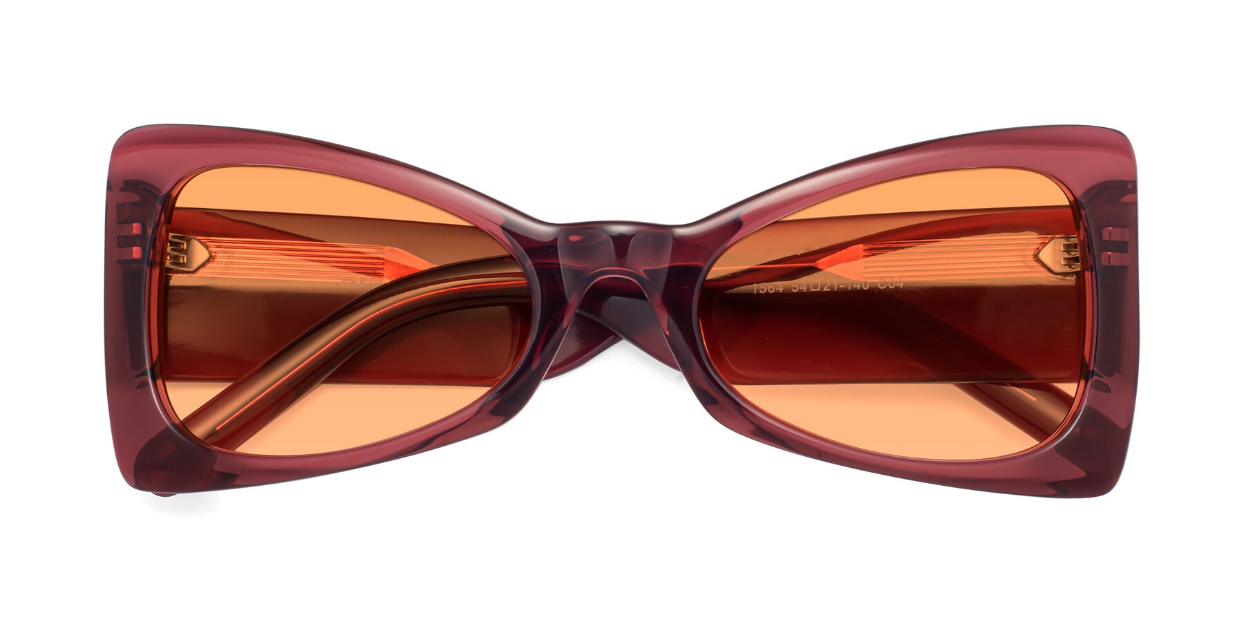 Folded Front of 1564 in Wine with Medium Orange Tinted Lenses