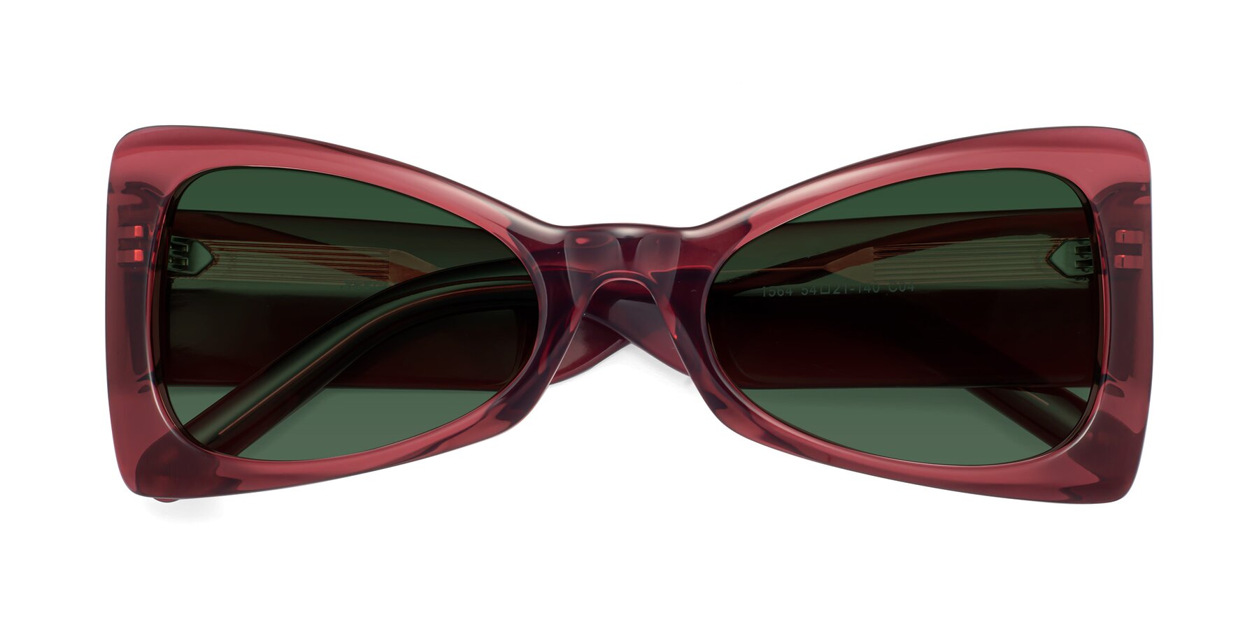 Folded Front of 1564 in Wine with Green Tinted Lenses