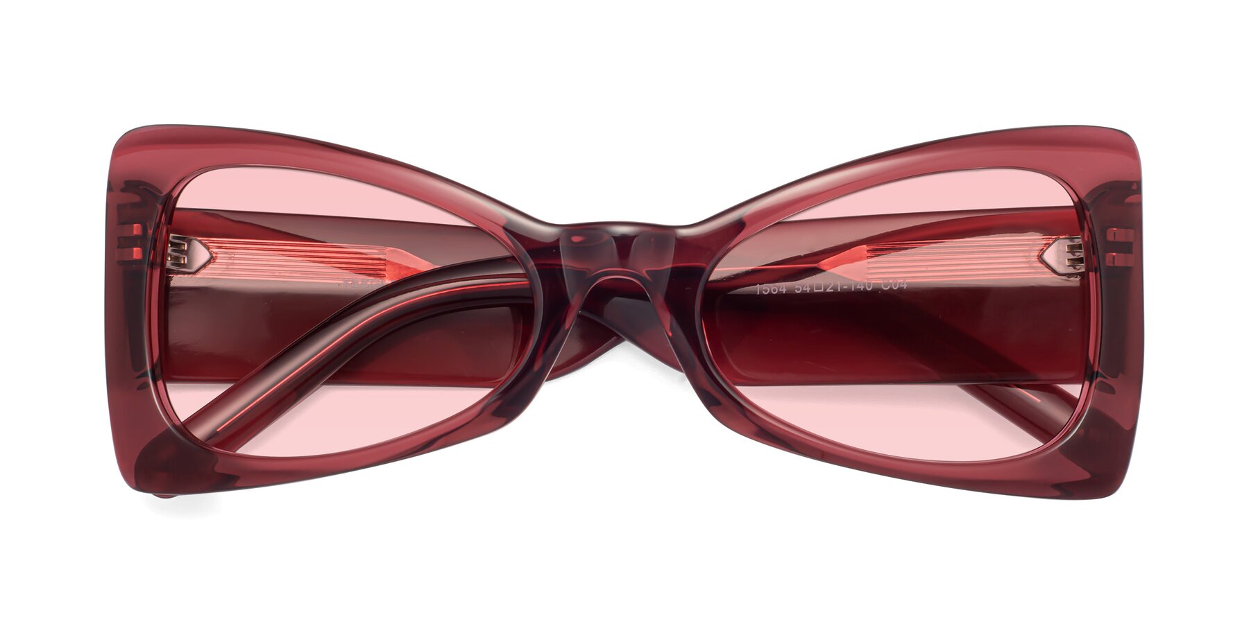 Folded Front of 1564 in Wine with Light Garnet Tinted Lenses