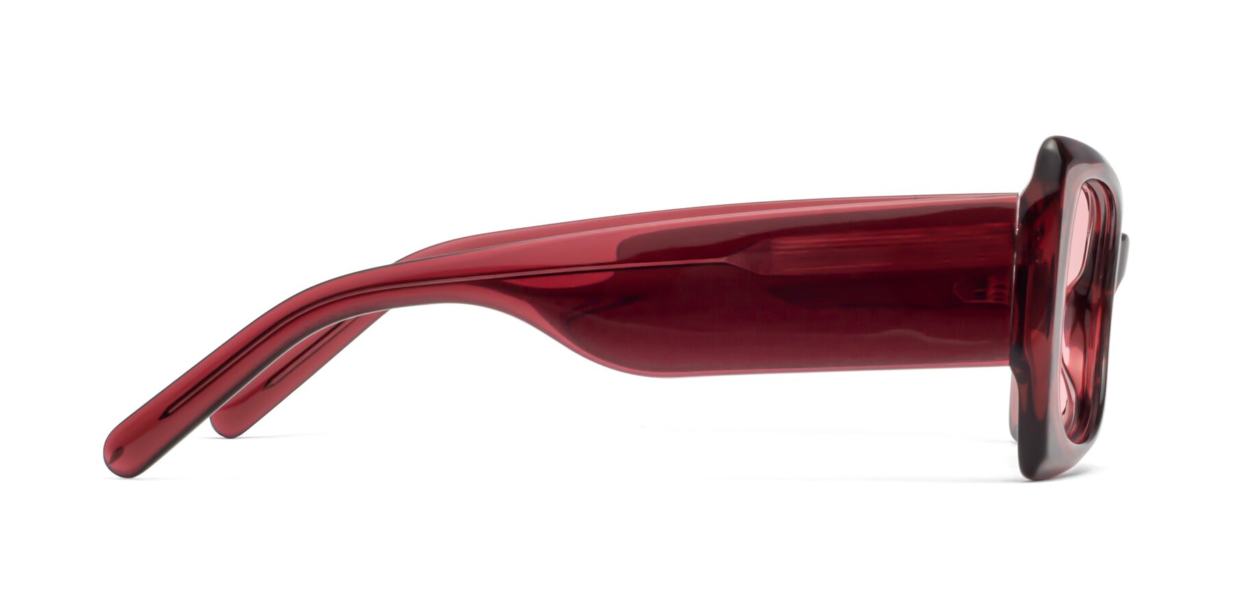 Side of 1564 in Wine with Light Garnet Tinted Lenses