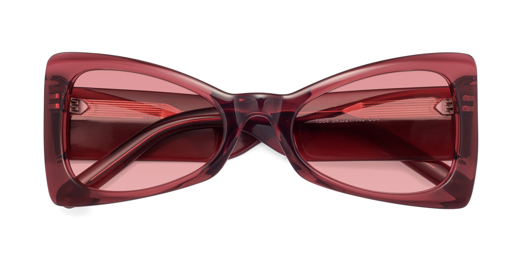 Folded Front of 1564 in Wine with Medium Garnet Tinted Lenses