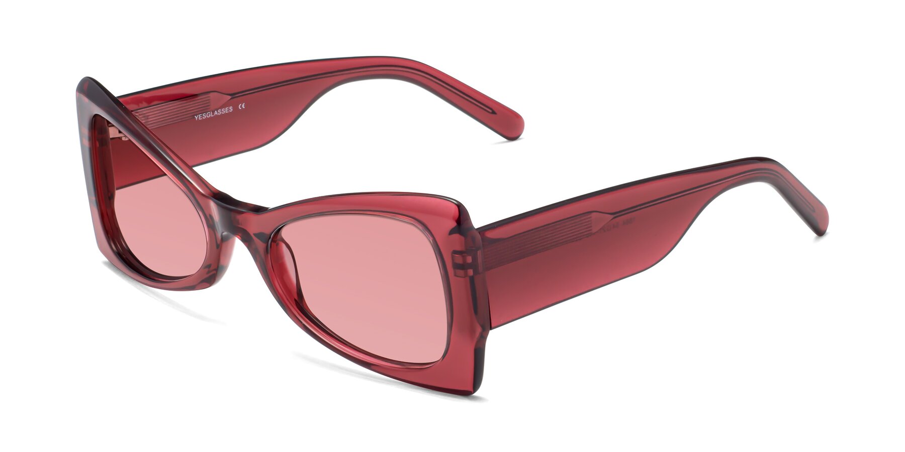 Angle of 1564 in Wine with Medium Garnet Tinted Lenses