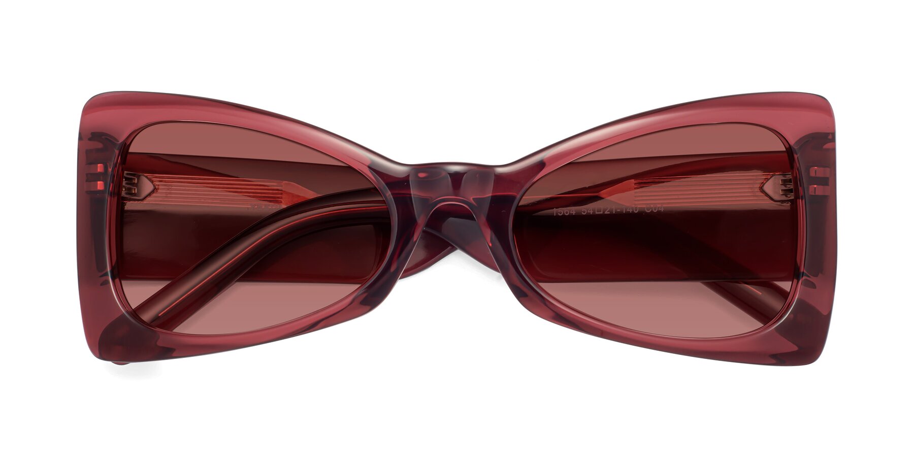 Folded Front of 1564 in Wine with Garnet Tinted Lenses