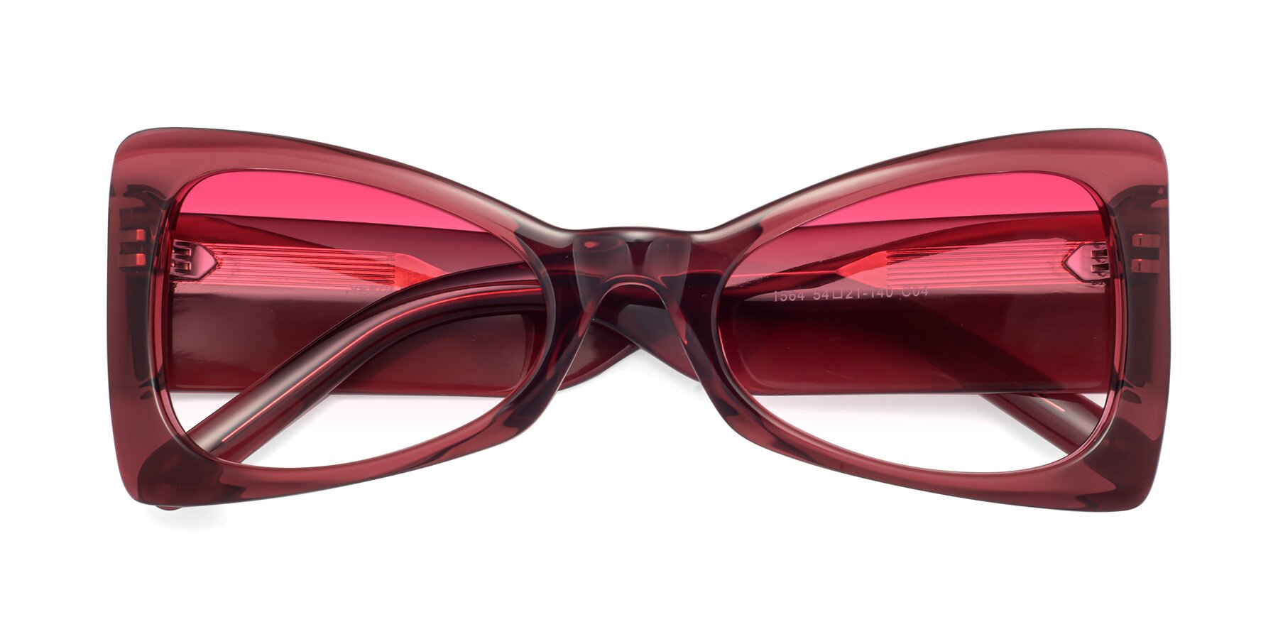Folded Front of 1564 in Wine with Pink Gradient Lenses