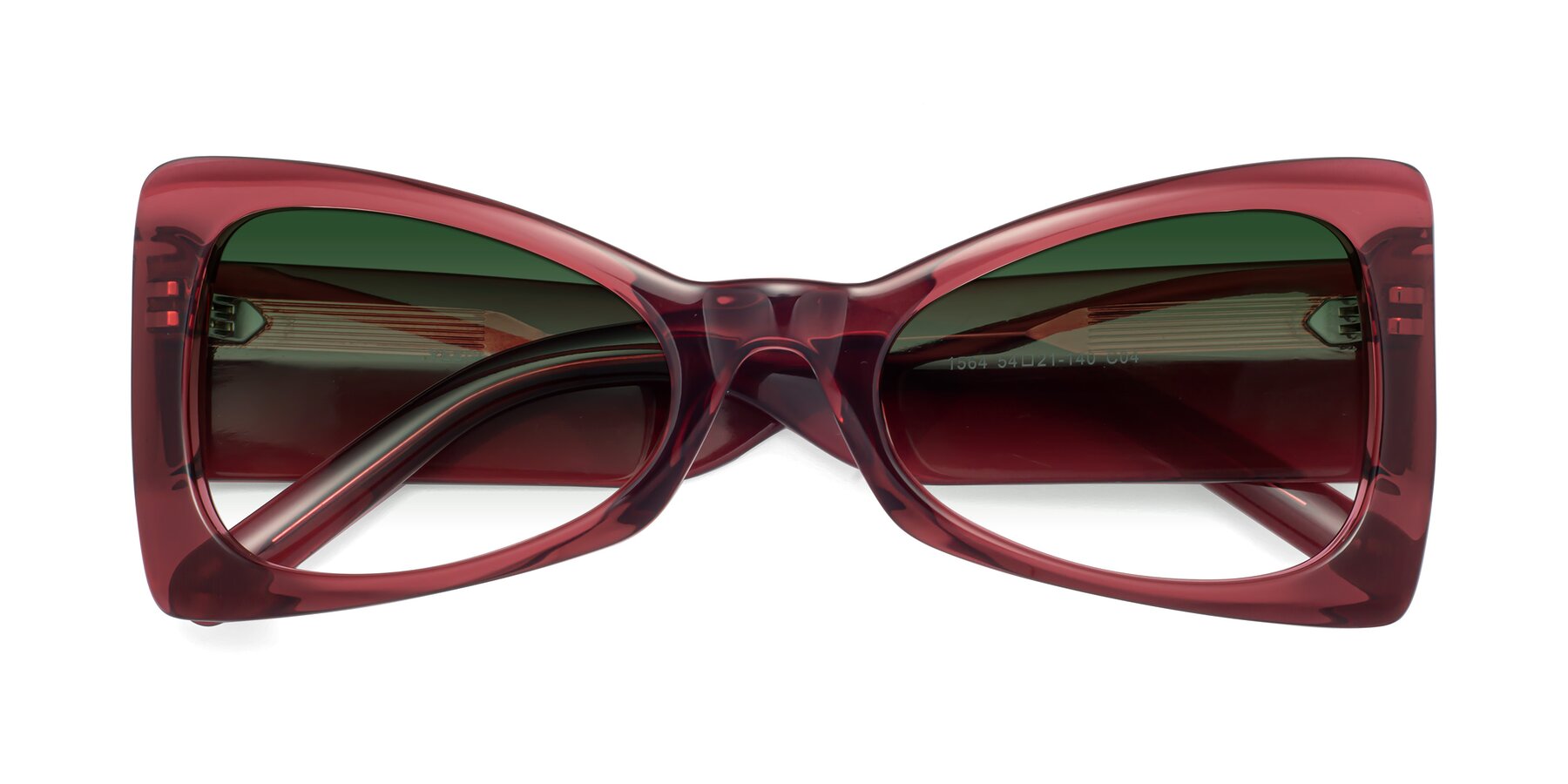 Folded Front of 1564 in Wine with Green Gradient Lenses