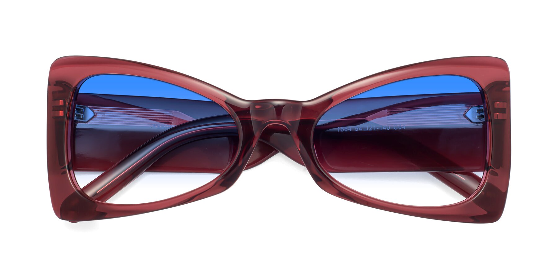 Folded Front of 1564 in Wine with Blue Gradient Lenses
