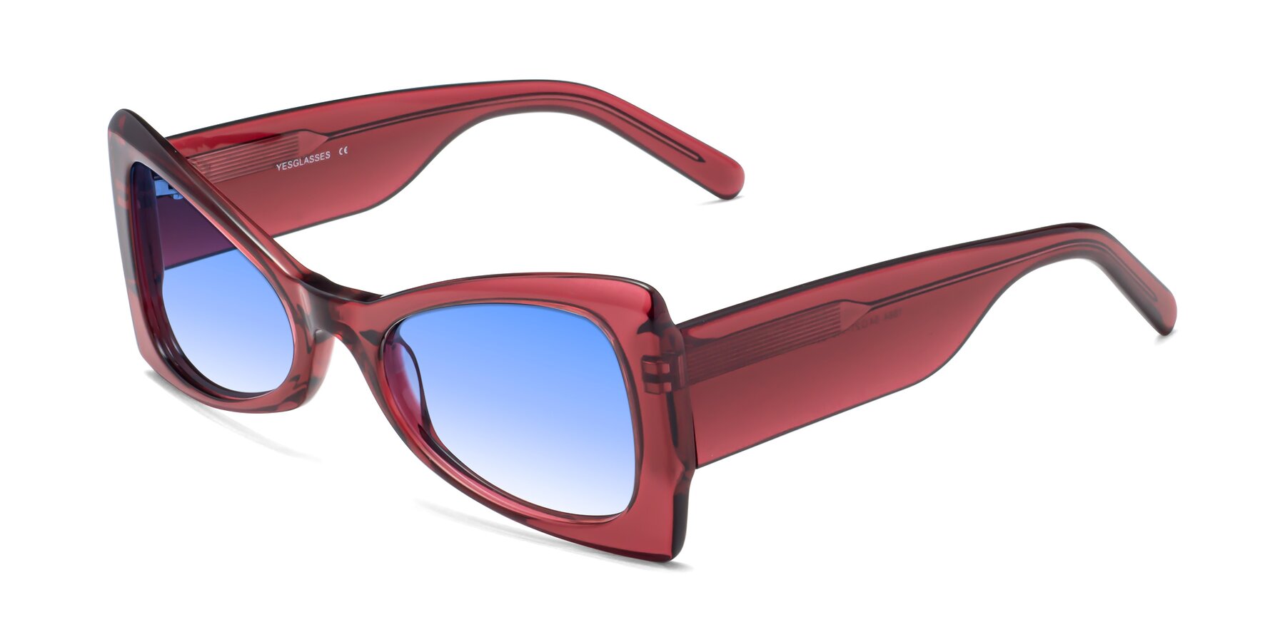 Angle of 1564 in Wine with Blue Gradient Lenses