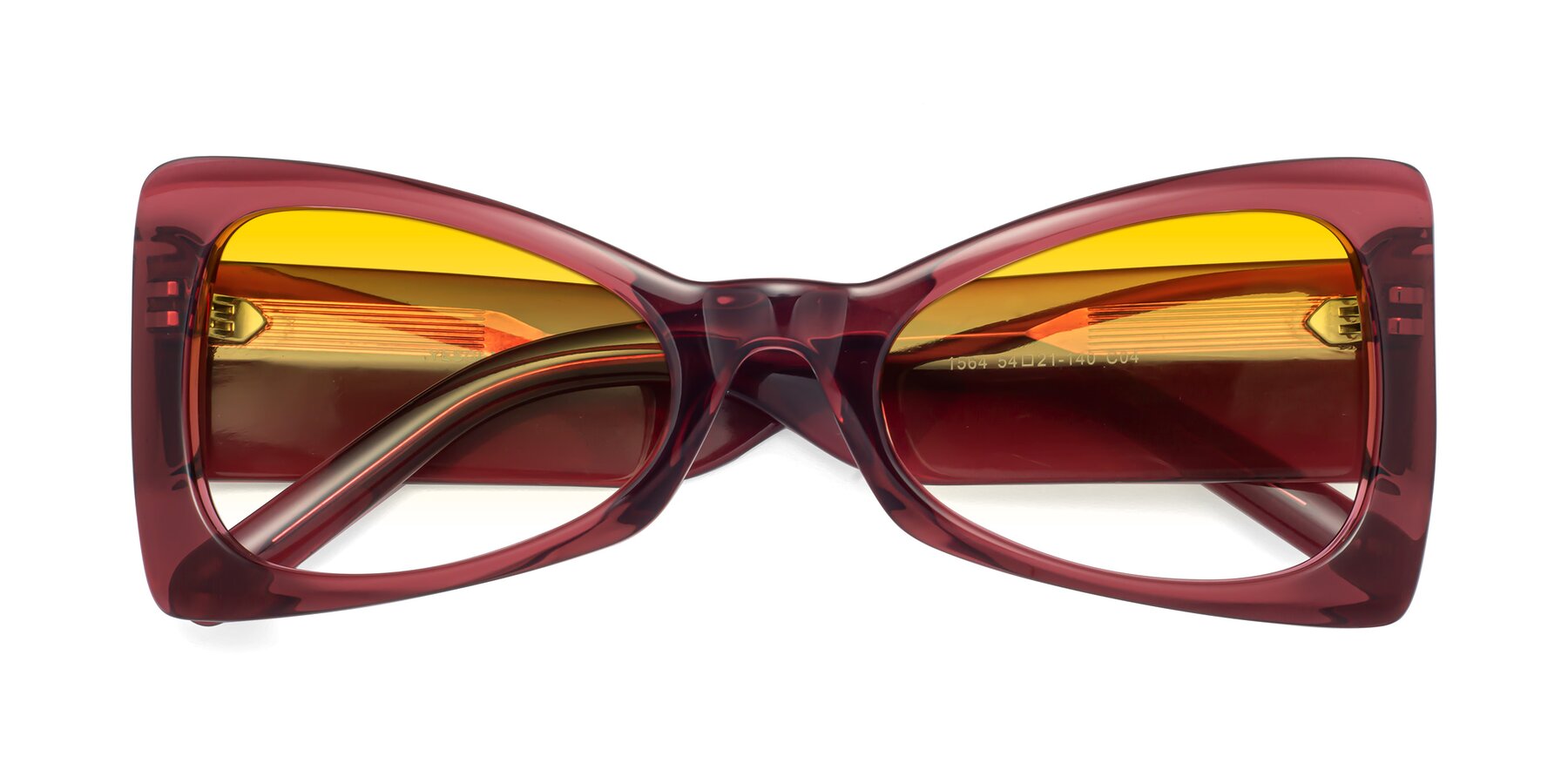 Folded Front of 1564 in Wine with Yellow Gradient Lenses