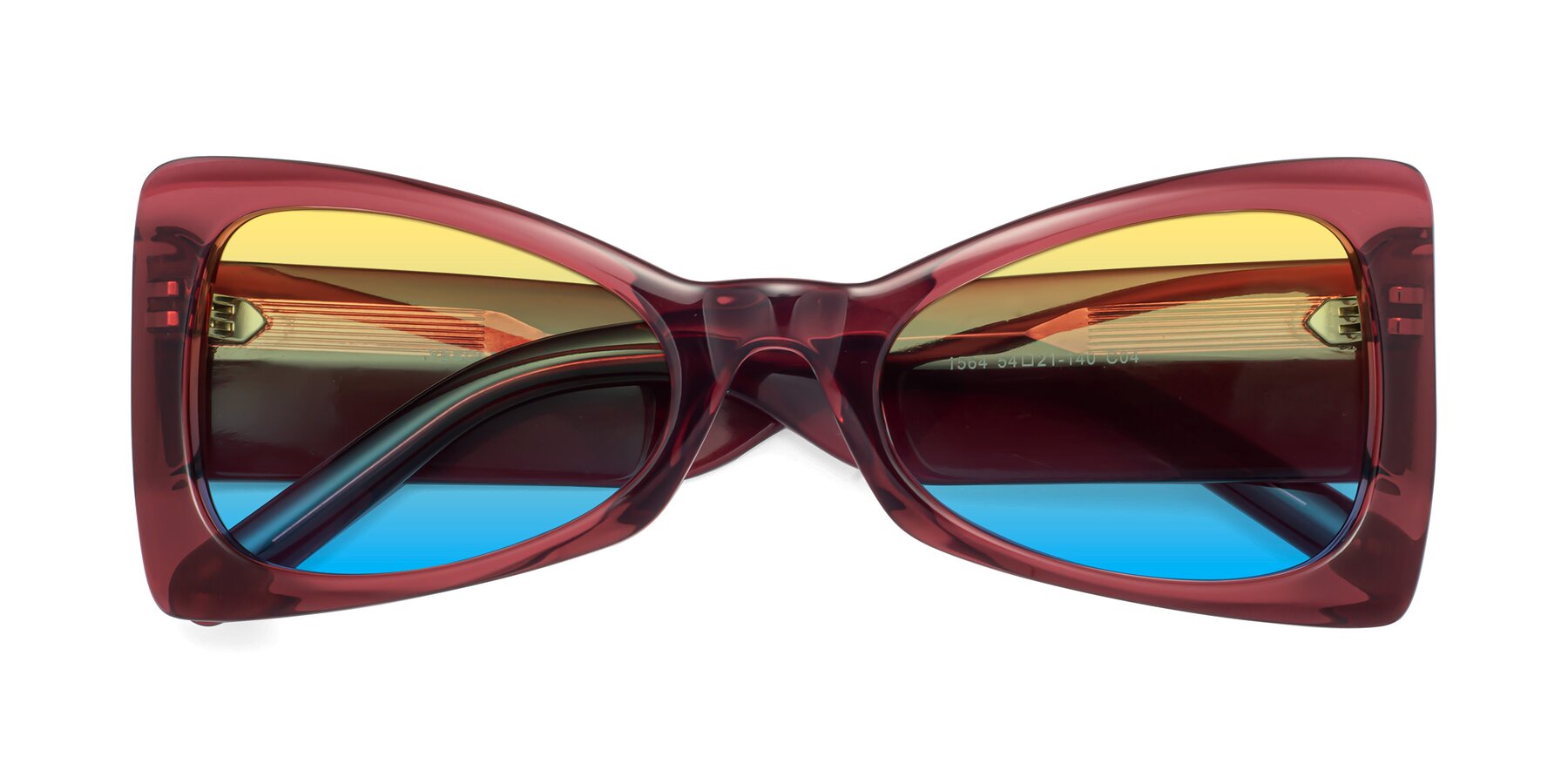 Folded Front of 1564 in Wine with Yellow / Blue Gradient Lenses