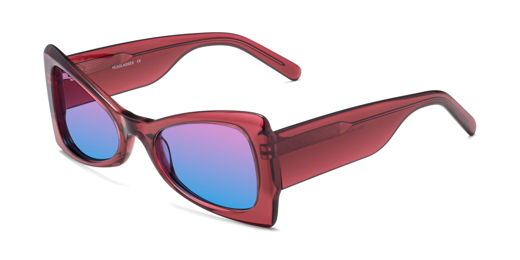 Angle of 1564 in Wine with Pink / Blue Gradient Lenses