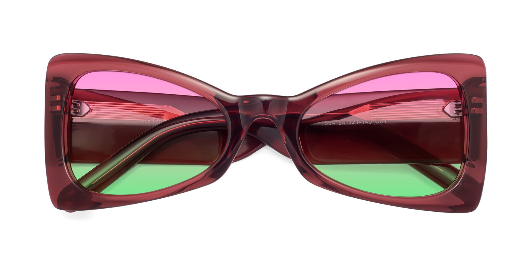 Folded Front of 1564 in Wine with Pink / Green Gradient Lenses